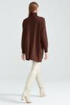 Balıkçı Yaka Oversize Basic Triko Tunik  Acıkahve