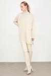 Balıkçı Yaka Oversize Basic Triko Tunik  Bej