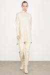 Balıkçı Yaka Oversize Basic Triko Tunik  Bej