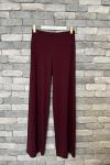 Beli Düz Lastikli Bambu Pantolon Bordo