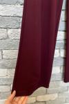 Beli Düz Lastikli Bambu Pantolon Bordo