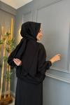 Bolero Çeketli Tencel Elbise Takım Siyah