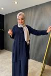 Ceremony Şifon Yırtmaç Detaylı Tilda Takım Lacivert