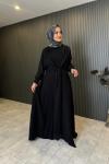 Ceremony Bağcıklı Tencel Elbise Siyah Siyah