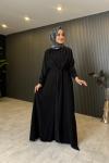 Ceremony Bağcıklı Tencel Elbise Siyah Siyah