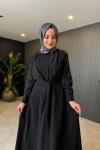 Ceremony Bağcıklı Tencel Elbise Siyah Siyah