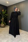 Ceremony Bağcıklı Tencel Elbise Siyah Siyah