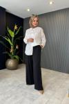Ceremony Bol Paça Tencel Pantolon Siyah Siyah