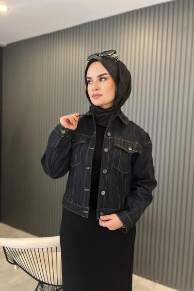 Ceremony Kısa Kot Ceket Siyah Siyah