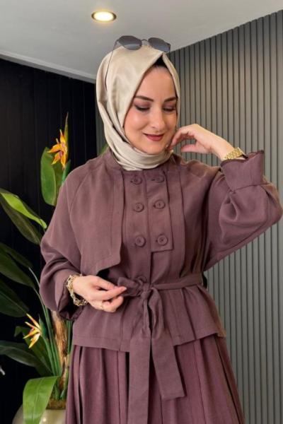 Ceremony Kuşaklı Düğme Detaylı Ceket Bordo