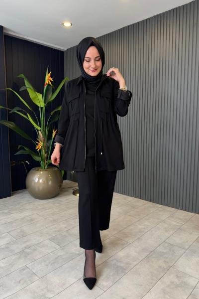 Eslem Rahat Pantolon Takım Siyah