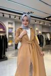 Giy Çık Kuşaklı Kap Camel
