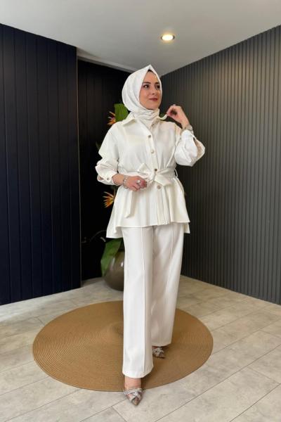 Gold düğmeli Ceket Ekru