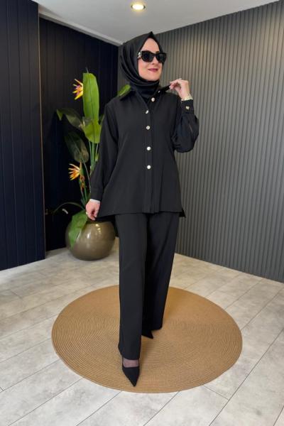 Gold düğmeli Ceket Siyah