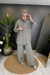 Gümüş Para İşlemeli PAntalonlu Gri