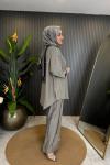 Gümüş Para İşlemeli PAntalonlu Gri