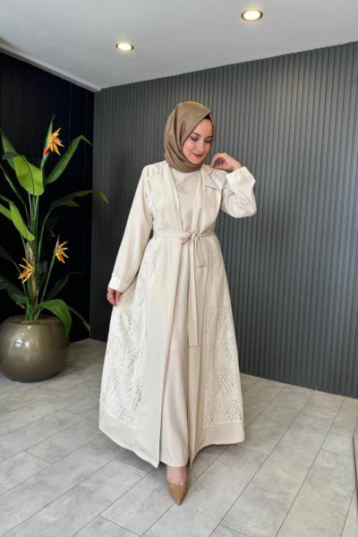 Güpürlü İçli Dışlı Takım  Bej