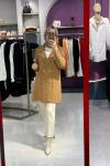Havlu Örgülü Kruvaze Rayon Triko Hırka Camel