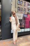 Jakar Blazer Ceket Pantolon Takımı Krem
