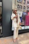 Jakar Blazer Ceket Pantolon Takımı Krem