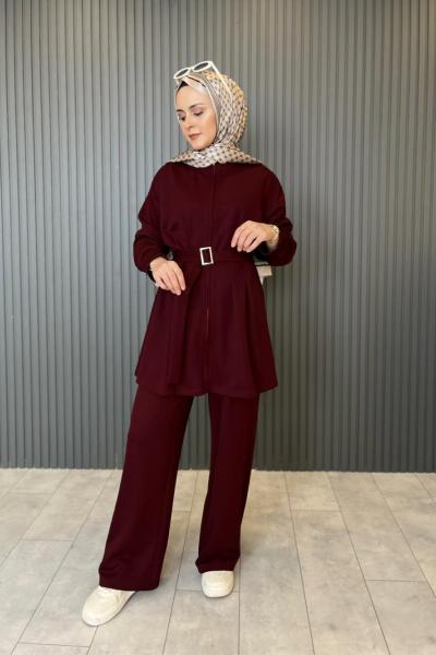 Kemerli Premium Oysho Takım Bordo
