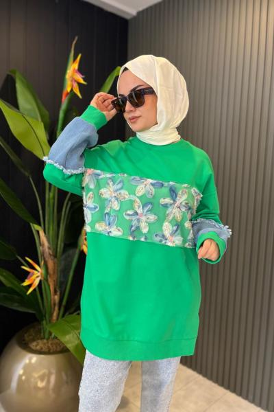 Kolları Kot Detaylı Tunik Benetton