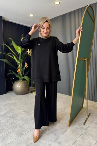 Kolları Peluş Oysho Takım Siyah