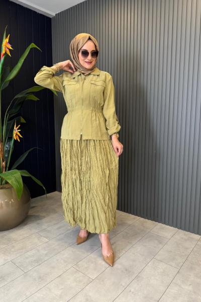 Kraşlı Etekli Takım Yeşil