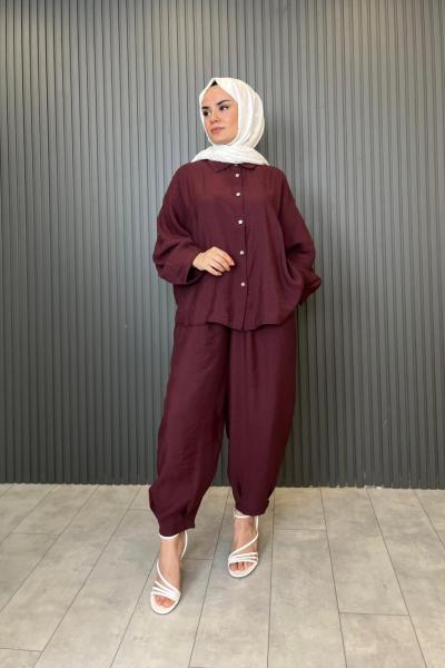 Kupra Şalvarlı Takım  Bordo