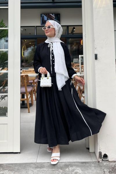 Kurdale Detaylı  Ribanalı Takım Siyah