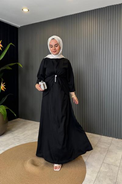 Kuşaklı Yaren Elbise Siyah