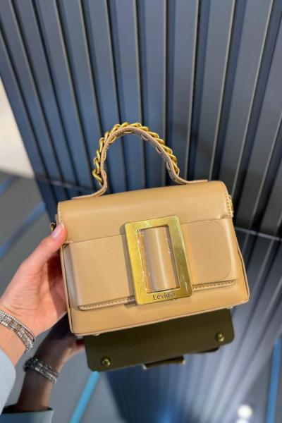 Levidor Zincir İşlemeli El Çantası Camel