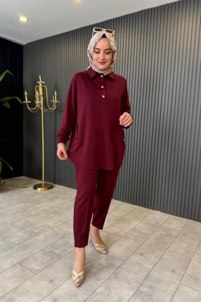 Melina Oysho Pantolonlu Takım Bordo