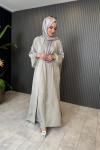 Memory Cupra Kaftan Elbise Takım Gri