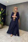 Memory Cupra Kaftan Elbise Takım Lacivert