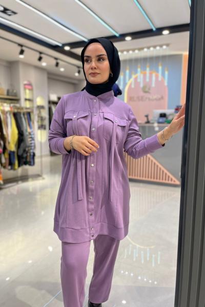 Olivia Pantolonlu Takım Mor Mor