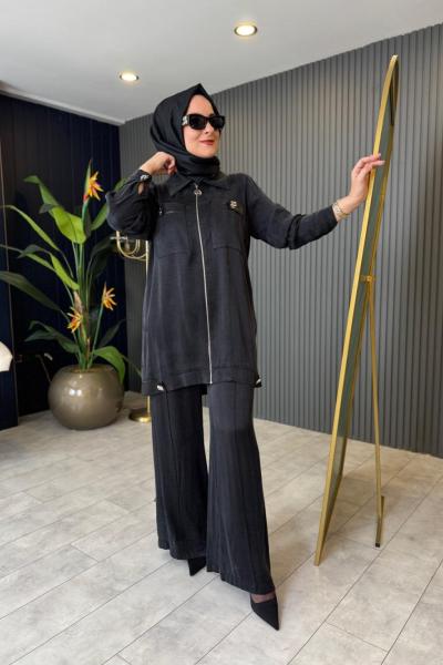 Önden Fermuarlı Cupra Takım Siyah