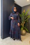 Orhan Batik Desen Elbise Lacivert