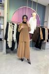 Piliseli Pantolonlu Takım Camel Camel