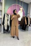 Piliseli Pantolonlu Takım Camel Camel