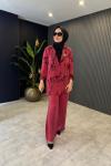 Qupra Ceket Pantolon Takım Bordo