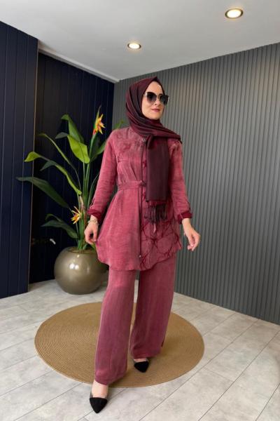 Qupra Pantolon Takım Bordo