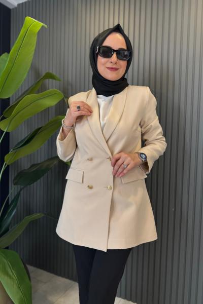 Şal Yaka Ceket Bej