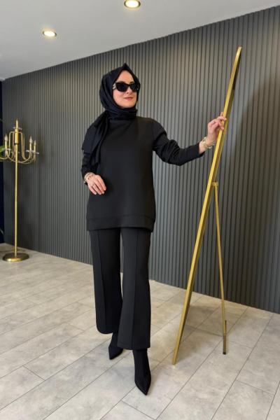 Scuba Pantolonlu Takım Siyah