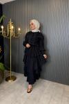 Şerit Dantelli Etekli Takım Siyah