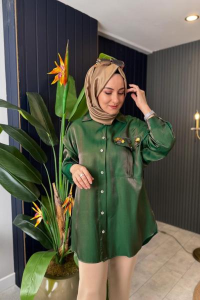 Silvis Taş İşlemeli Tunik Zümrüt