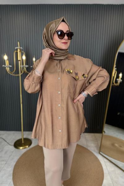 Silvis Taş İşlemeli Tunik Camel