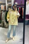 Touche Varaklı Oversize Denim Ceket  Gold