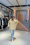 Touche Varaklı Oversize Denim Ceket  Gold