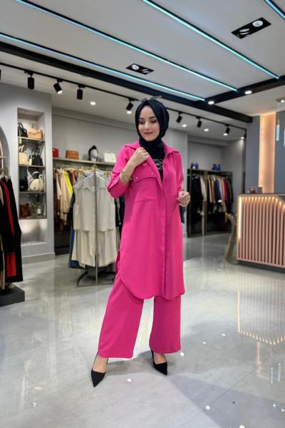 TUNİĞİ DÜĞMELİ TAKIM Fuşya